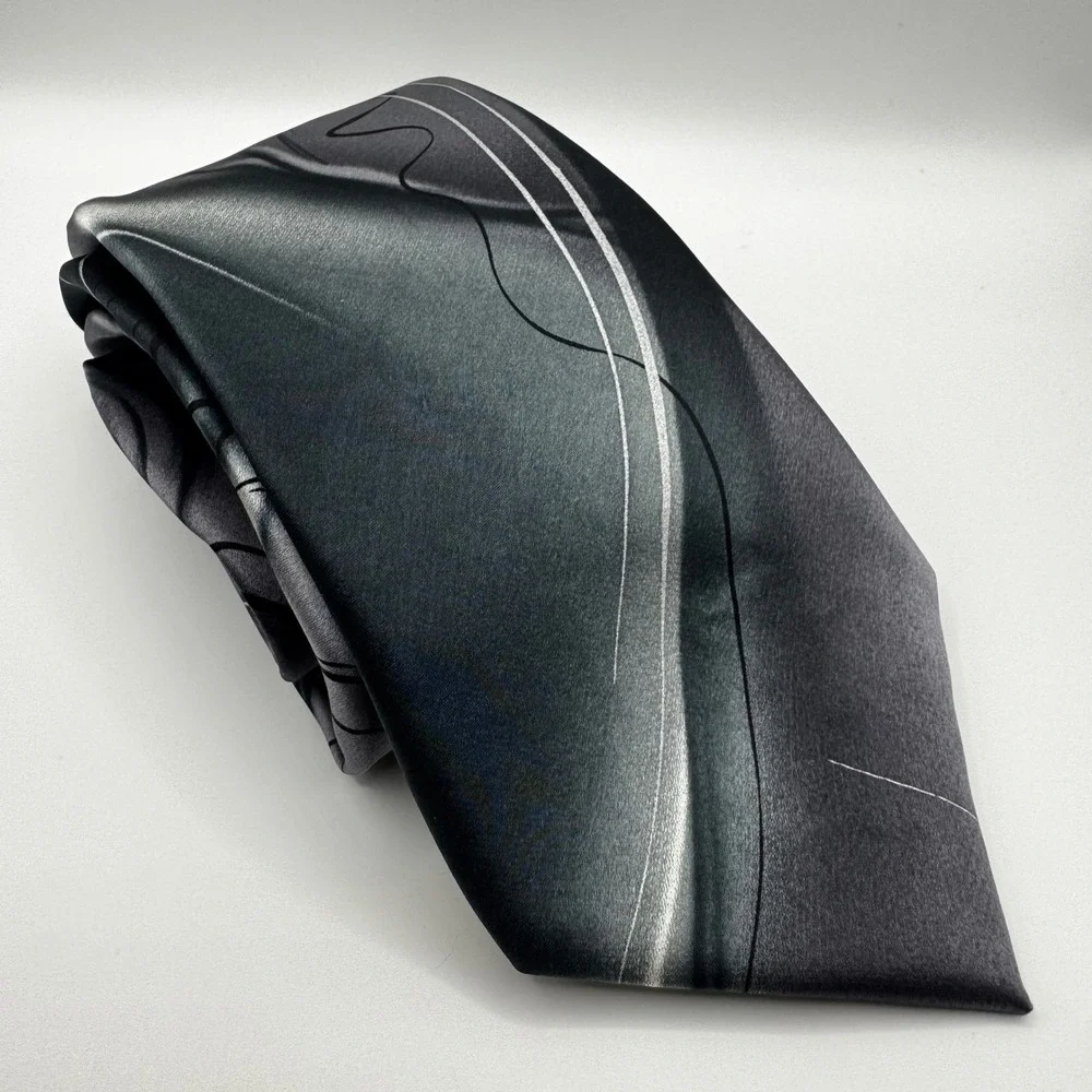 J. Garcia Landscape Collection 59 Silk Tie Grayscale Abstract Mens Grateful Dead
